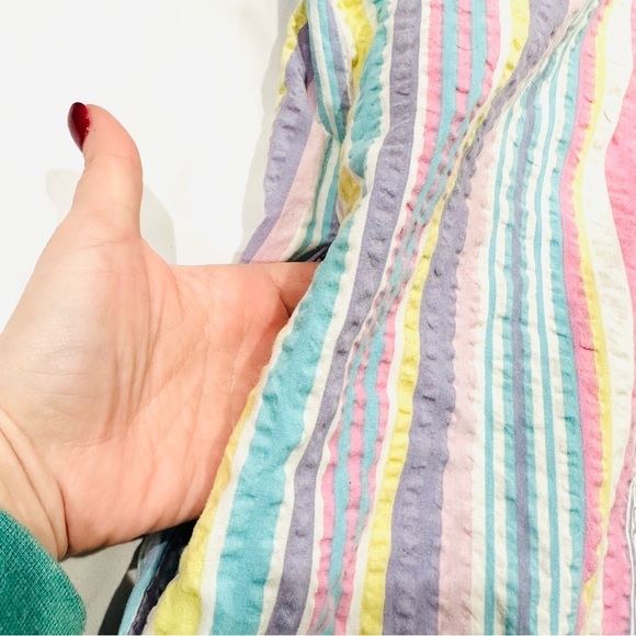 Collections, Etc. Vintage Rainbow Chambray House Coat Mumu - Picture 10 of 11